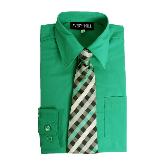 Avery Hill Boys Long Sleeve Dress Shirt with Windsor Tie