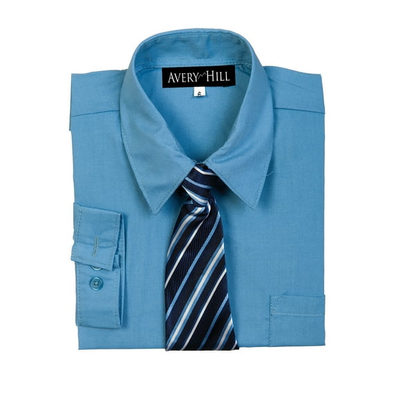 Avery Hill Boys Long Sleeve Dress Shirt with Windsor Tie
