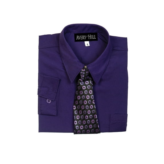 Avery Hill Boys Long Sleeve Dress Shirt with Windsor Tie