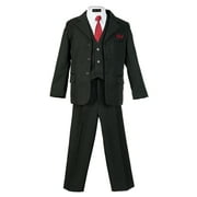 AVERY HILL Boys Pinstripe Suit Set with Matching Tie (Toddler, Little Boys, Big Boys) Black, 6