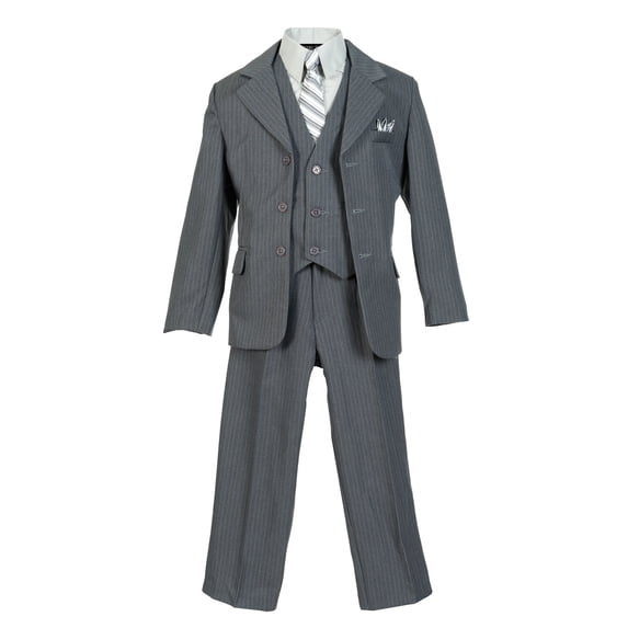 Avery Hill Boys Pinstripe Suit Set with Matching Tie (Toddler, Little Boys, Big Boys) Light Gray, 18