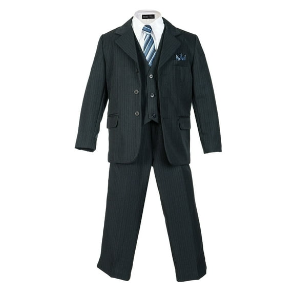 Avery Hill Boys Pinstripe Suit Set with Matching Tie (Toddler, Little Boys, Big Boys) Navy, 5