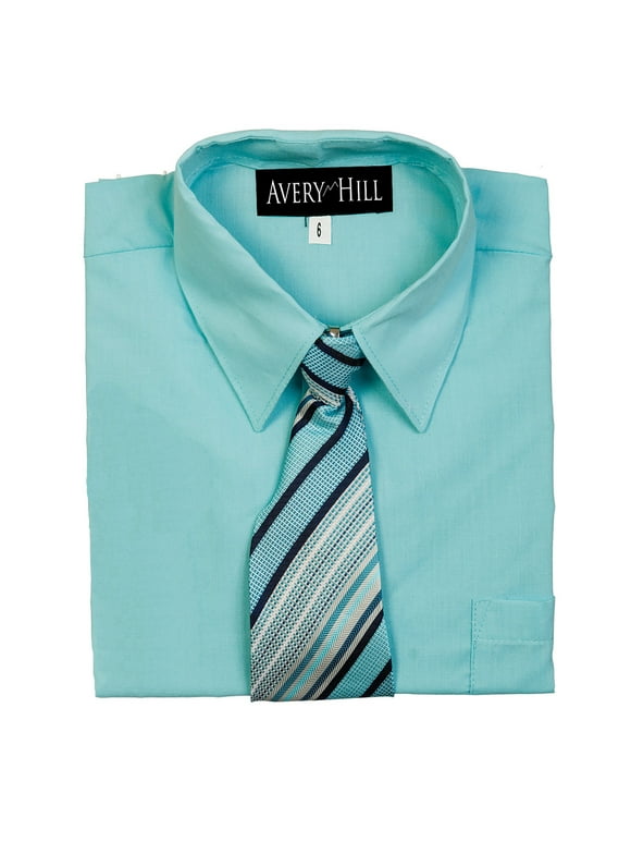 Boys Short Sleeve Dress Shirt With Windsor Tie