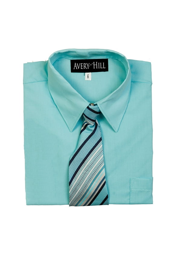 Boys Short Sleeve Dress Shirt With Windsor Tie