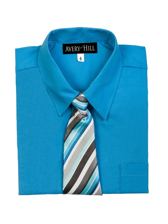 Boys Short Sleeve Dress Shirt With Windsor Tie