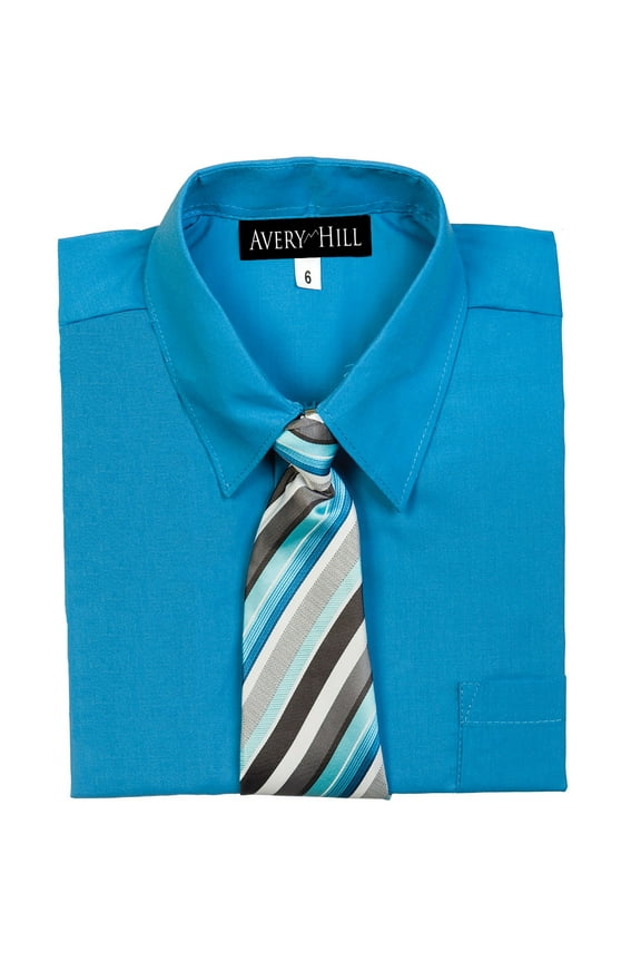 Boys Short Sleeve Dress Shirt With Windsor Tie