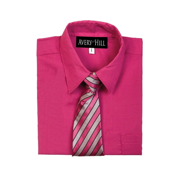 Avery Hill Boys Short Sleeve Dress Shirt With Windsor Tie