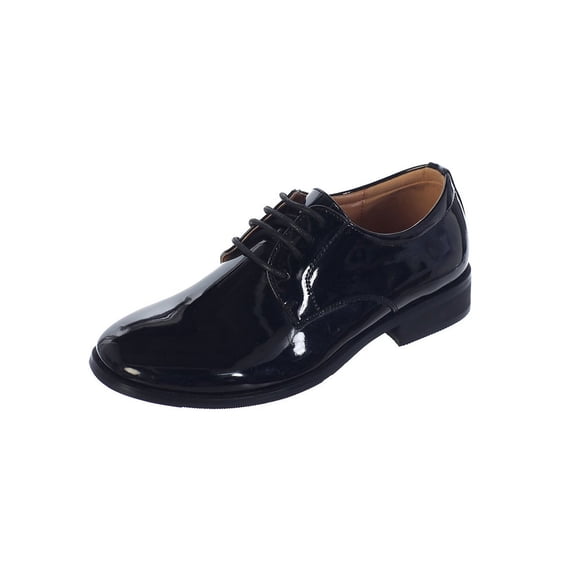 Avery Hill Unisex Kids Patent Leather Dress Shoes, Rounded Toe, Shiny & Matte Finish, White, Size 10