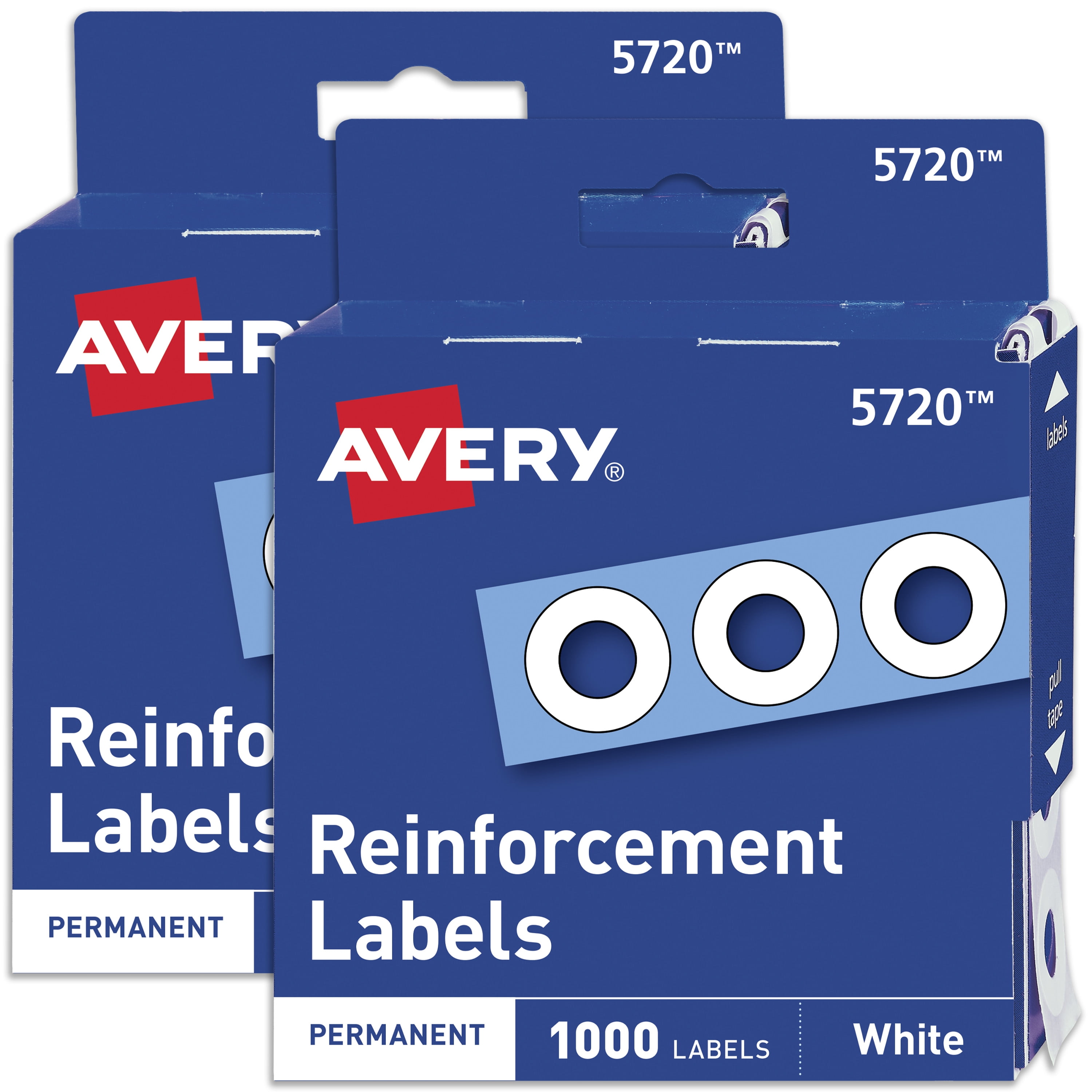 Avery(R) White Self-Adhesive Reinforcement Labels 6734, 1/4 Round