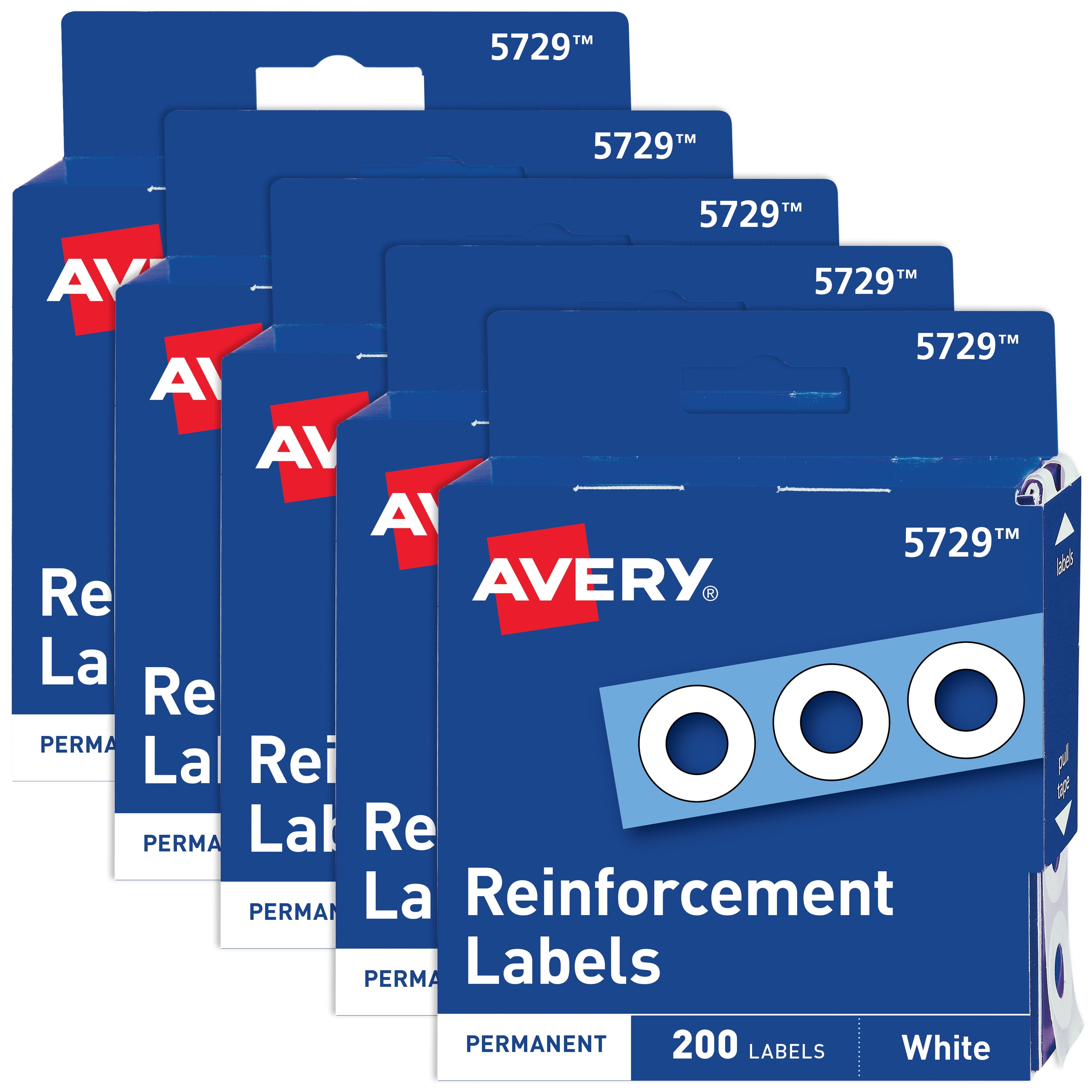 Avery Hole Reinforcements, White, 400 Labels, (5 Pack of 5729