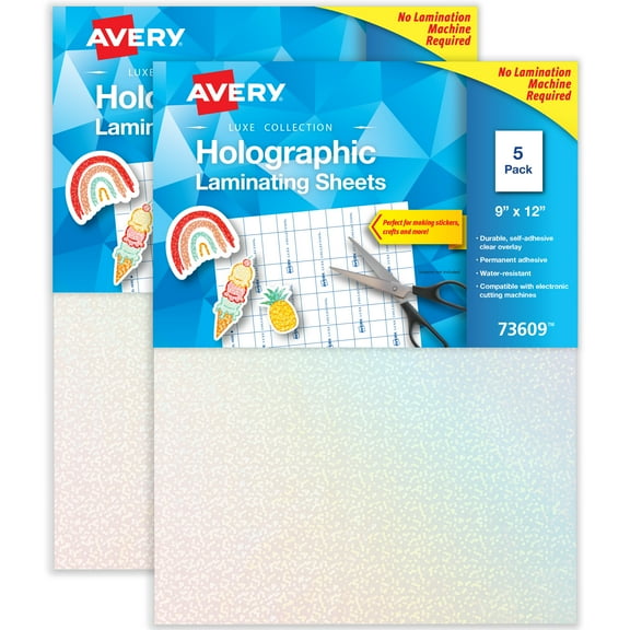 Avery Holographic Laminating Sheets, 10ct (2-Pack of 73609)
