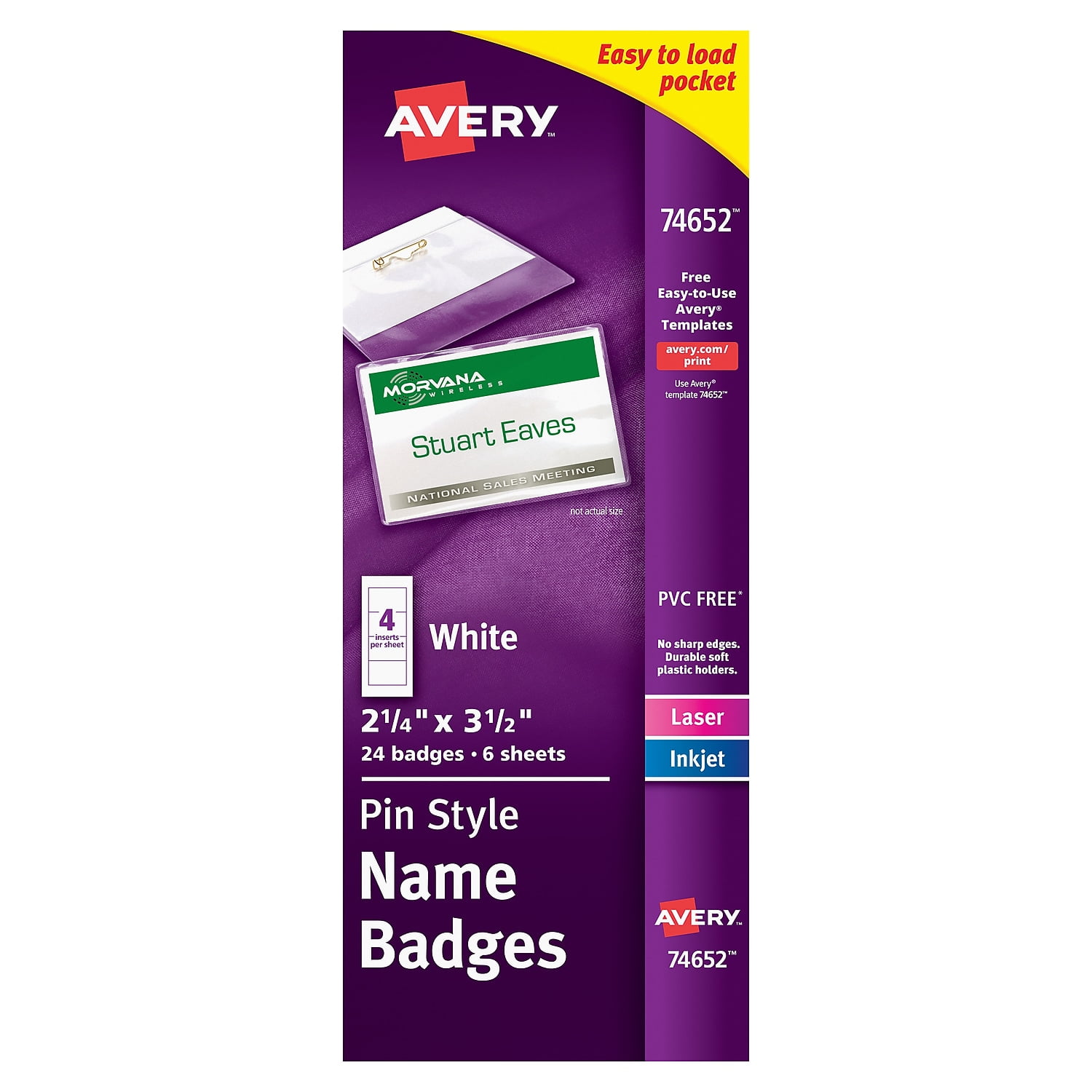 Clear Plastic Pin Style Name Badges with White Inserts