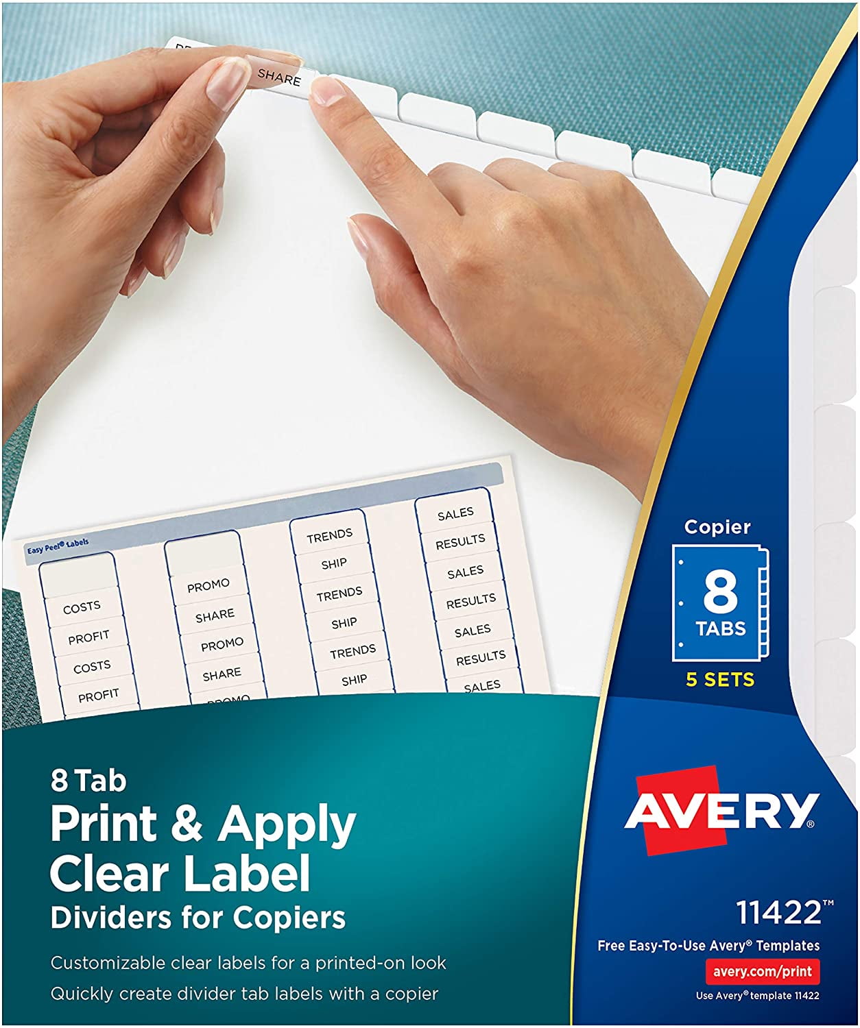 Avery Index Maker Clear Label Copier Dividers with White Tabs, 8Tab, 5