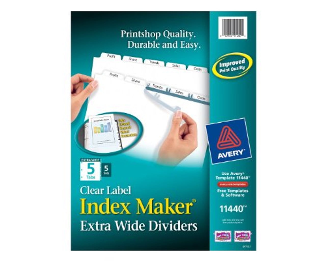 Avery Index Maker Extrawide Tab Dividers 5 X Divider Blank 5 Tab