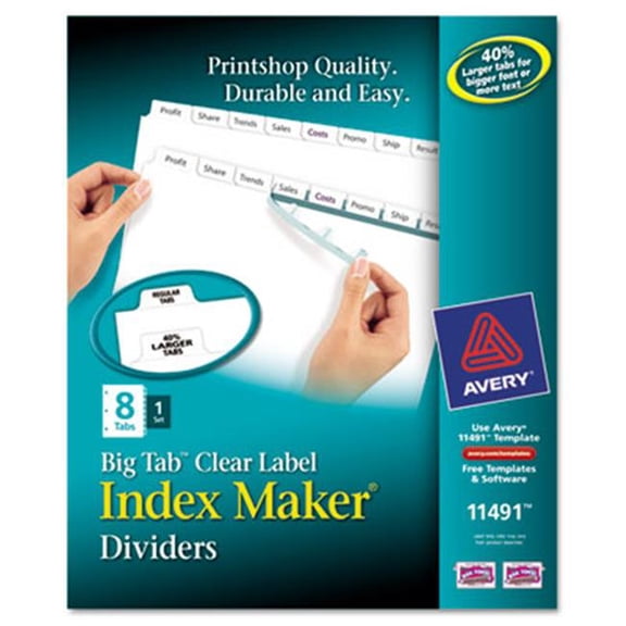 Avery Index Maker with Big Tab- White - 11x8.5 - 8-Tab