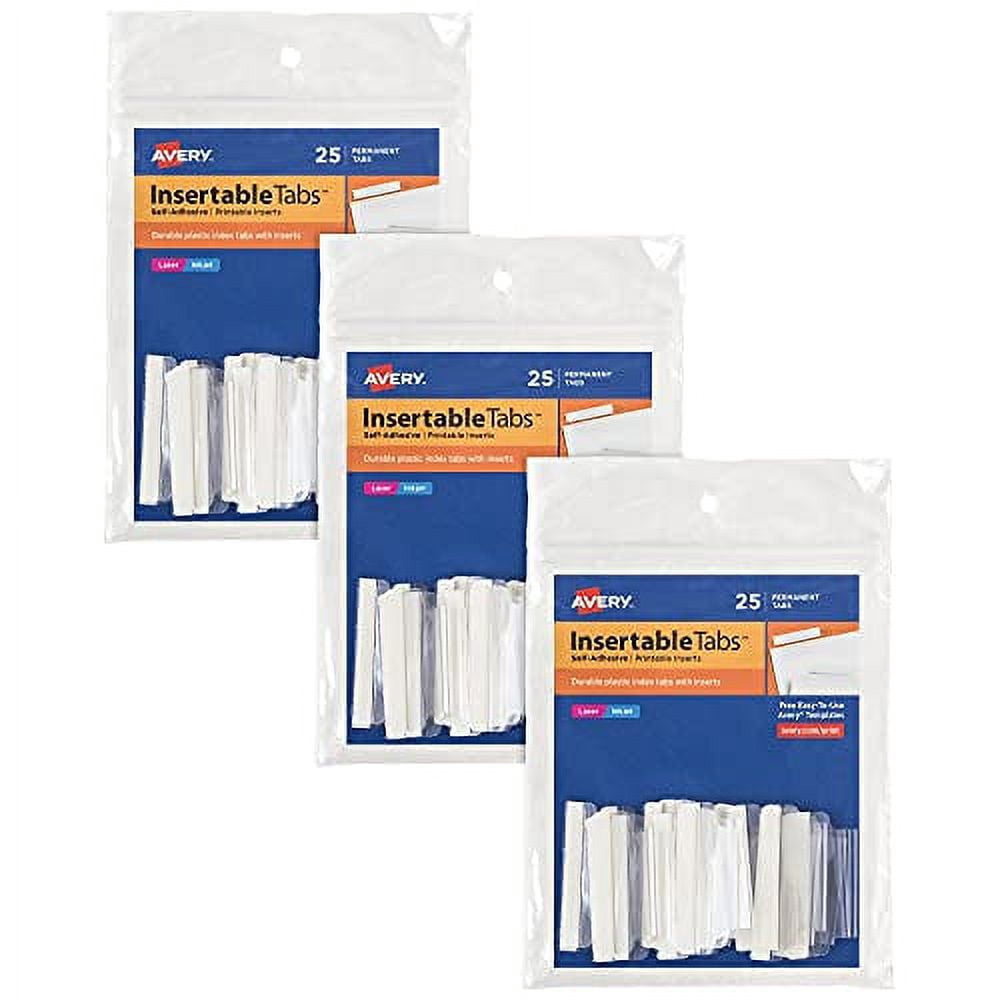 Avery Index Tabs with Printable Inserts, 1-1/2", Self-Adhesive, 25 Tabs ...