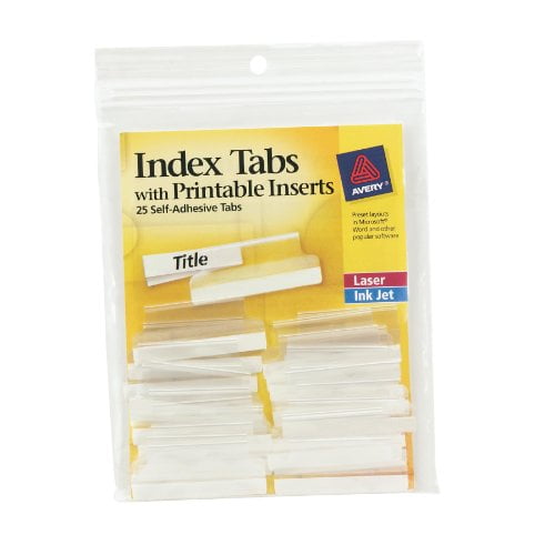 Avery Index Tabs, with Printable Inserts, 1.5Inch, 25 Tabs, 1 Set
