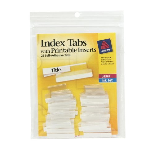 Avery Index Tabs with Printable Inserts, 1Inch, 25 Tabs (16221), Clear