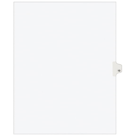 Avery Individual Legal Exhibit Paper Divider, Avery Style, #13, Side Tab, Letter Size, White, Pack of 25 (11923)