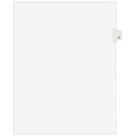 Avery - Legal Pre-Printed Paper Dividers, Side Tab #6, Style, Letter Size, 25/Pack - White