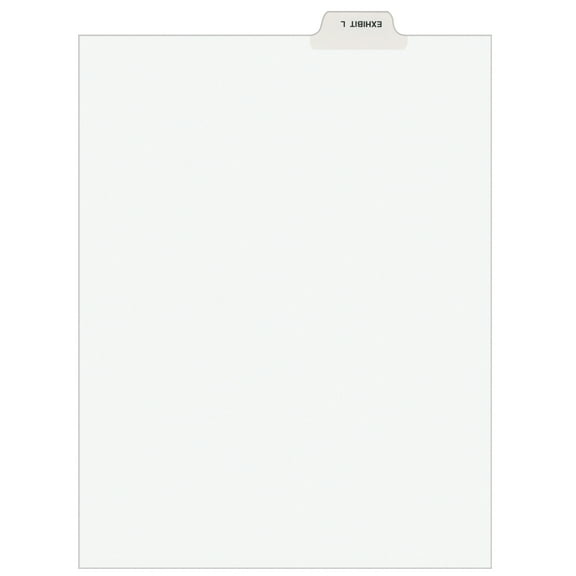Avery Individual Legal Dividers Style, Letter Size, Bottom Tab EXHIBIT L (12385) 25 x Divider(s) - Bottom Tab(s) - Exhibit L - 1 Tab(s)/Set - 8.5" Divider Width x 11" Divider Length - Legal - Whi