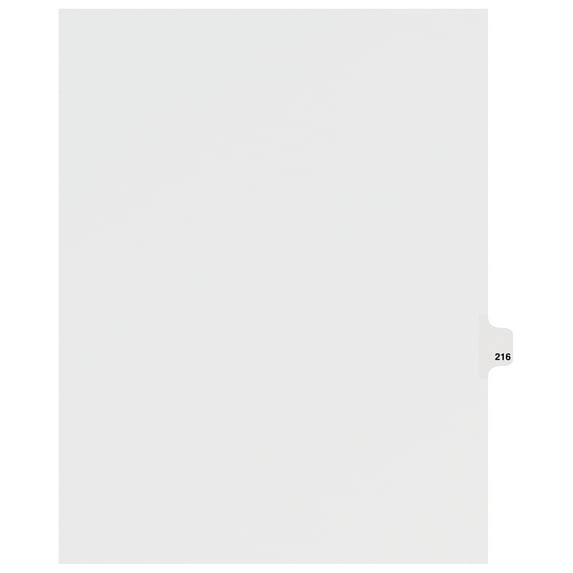 Avery Individual Legal Dividers Style, Letter Size, Side Tab #216 (82432) 25 x Divider(s) - Side Tab(s) - 216 - 1 Tab(s)/Set - 8.5" Divider Width x 11" Divider Length - Legal - White Paper Divide