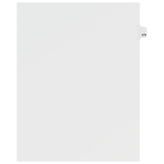 Avery Individual Legal Dividers Style, Letter Size, Side Tab #279 (82495) 25 x Divider(s) - Side Tab(s) - 279 - 1 Tab(s)/Set - 8.5" Divider Width x 11" Divider Length - Legal - White Paper Divide