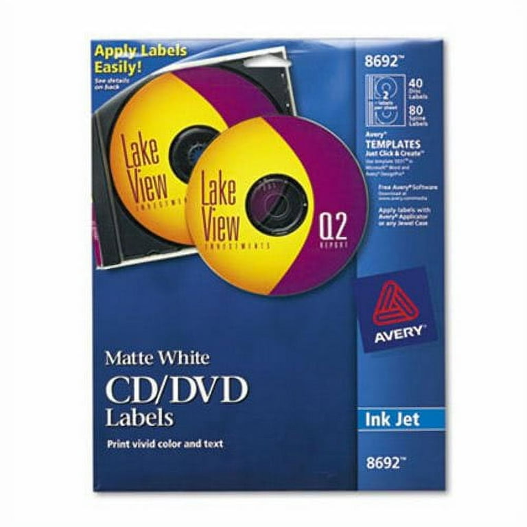 Inkjet CD Labels, Matte White, 40/Pack Inkjet CD Labels, Matte White, 40/Pack