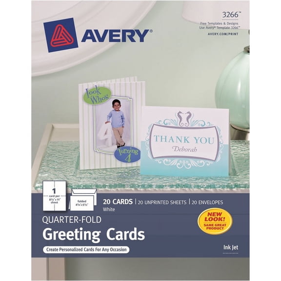 Avery; Inkjet Greeting Card - White - 97 Brightness - 4 1/4" x 5 1/2" - Matte - 20 / Pack - FSC Mix