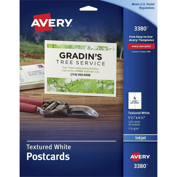 Avery® Inkjet Postcard - White - 90 Brightness - 4 1/4" x 5 1/2" - Textured Matte - 120 / Box - Rounded Corner | Bundle of 2 Boxes
