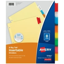 Avery Insertable Divider, 8-Tab, Paper, Buff Color Body, Multicolor Big Tabs, Printable, 1 Set