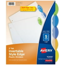 Avery Insertable Divider, Style Edge, 5-Tab, Plastic, Printable Inserts, Multicolor Tabs, 1 Set