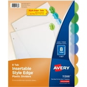 Avery Insertable Divider, Style Edge, 8-Tab, Plastic, Printable Inserts, Multicolor Tabs, 1 Set