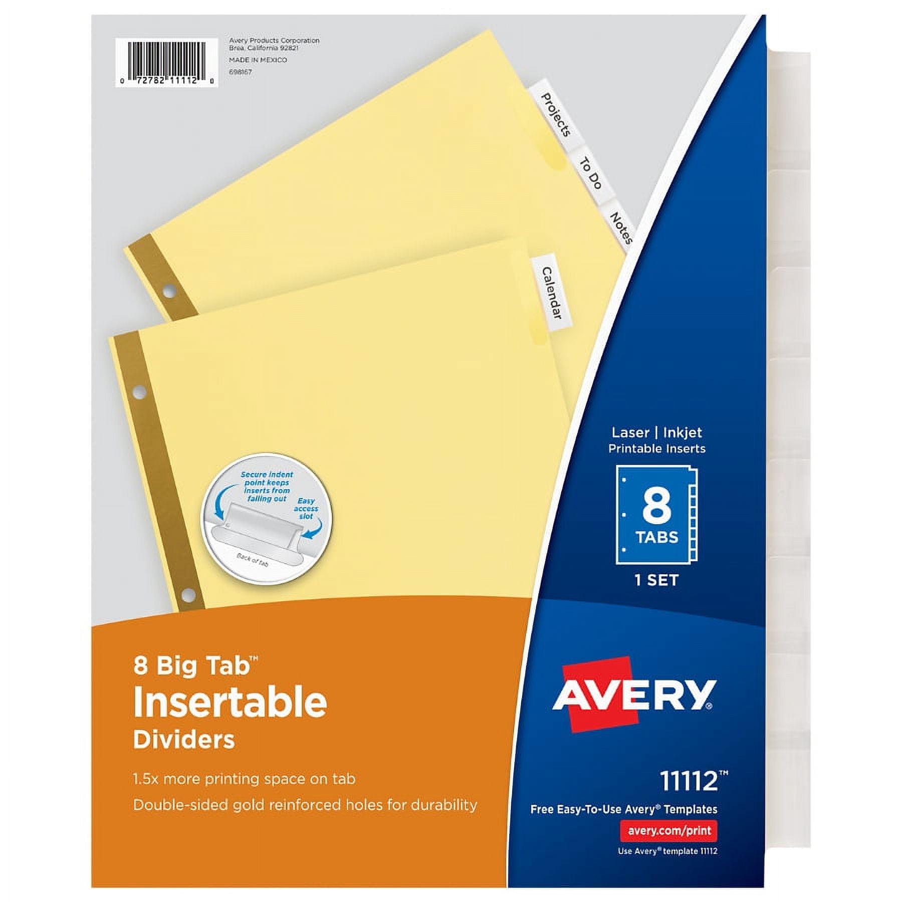Avery Insertable Paper Divider, Clear, 8Tab (11112)