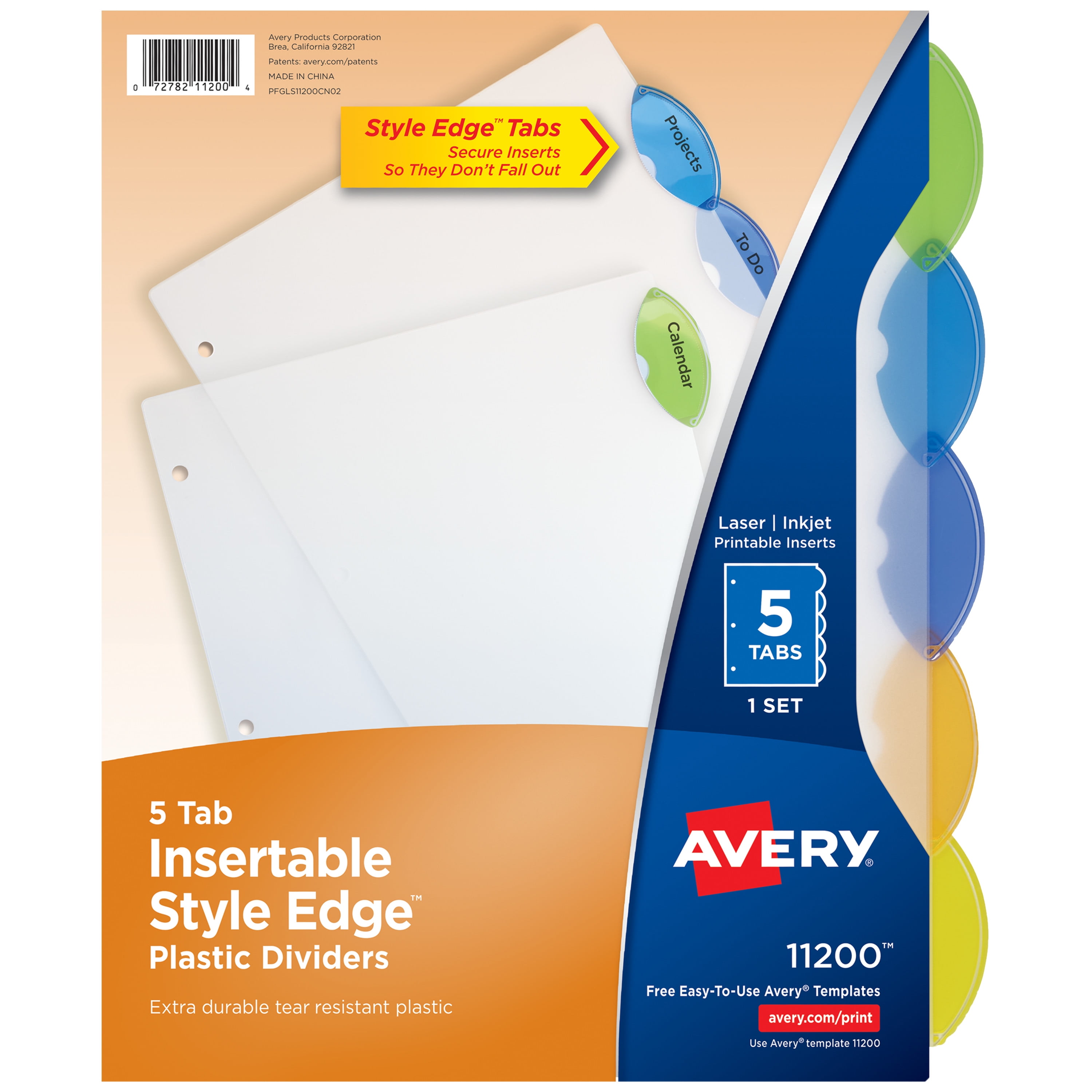 Avery Insertable Style Edge Plastic Dividers, 5-Tab, Printable Inserts,  Multicolor Tabs (11200) - Walmart.com