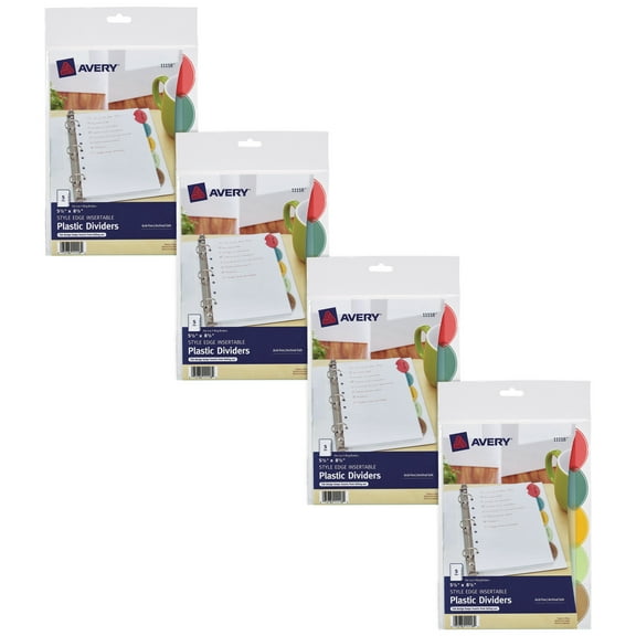Avery Style Edge Plastic Mini Dividers, 5-Tab Sets, 4 Sets (21118)