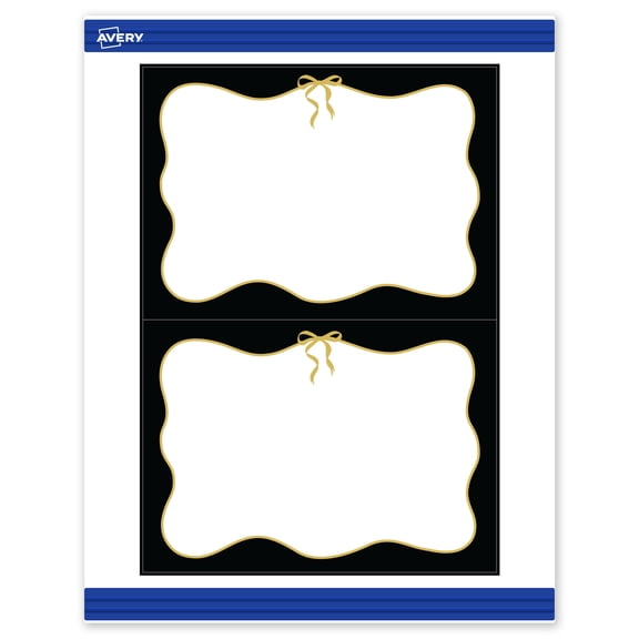 Avery Invitation Cards, 5" x 7", Black with Gold Bow, Matte