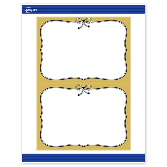 Avery Invitation Cards, 5" x 7", Matte White, Gold/Black Bow