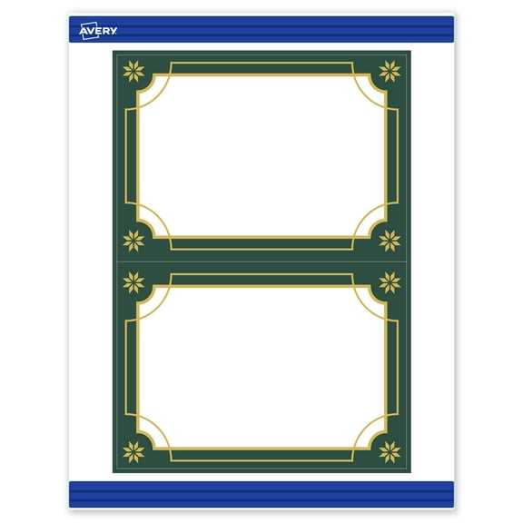 Avery Invitation Cards, 5" x 7", Matte White, Green & Metallic Gold