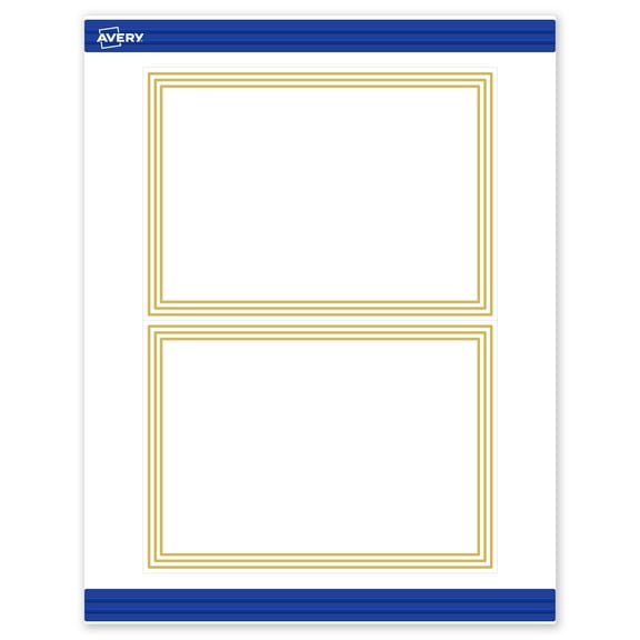 Avery Invitation Cards, 5" x 7", Matte White, Multi-Lined Gold Border