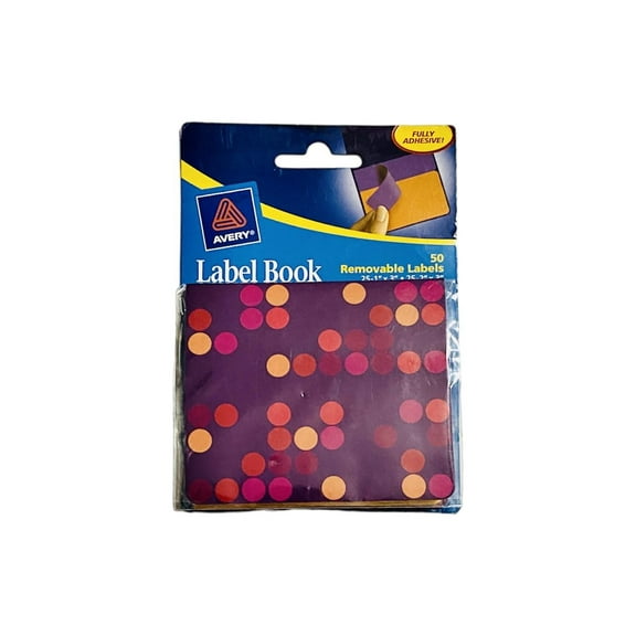 Avery Label Book 25 -1" x 3" and 25 -2" x 3" Random Colors, 50 Labels Per Book