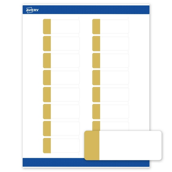 Avery Labels, 1" x 2-5/8", Dipped Gold Edge, Matte White, 160ct