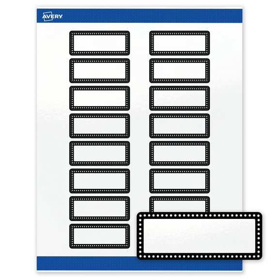 Avery Labels, 1" x 2-5/8", Glossy White, Black & White Polka Dots, 160ct