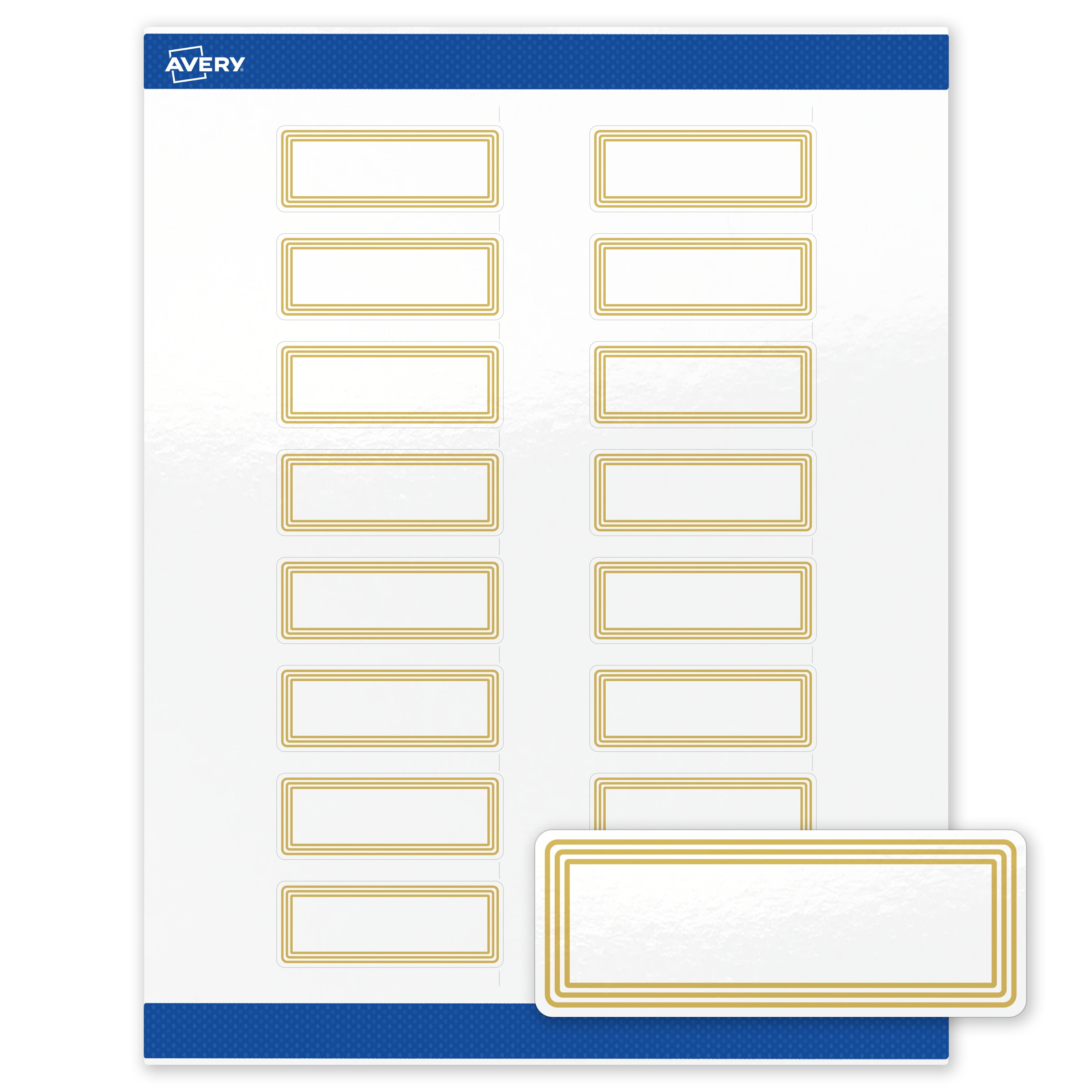Avery Labels, 1" x 2-5/8", Glossy White, Multi-Lined Gold Border, 160ct