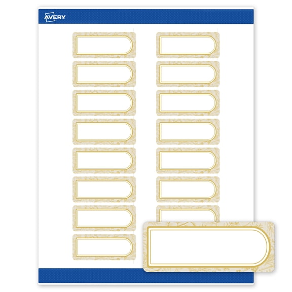 Avery Labels, 1" x 2-5/8", Gold Arch Florals Design, Matte