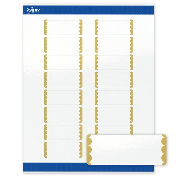 Avery Labels, 1" x 2-5/8", Gold Dots Edge, Glossy White, 160ct