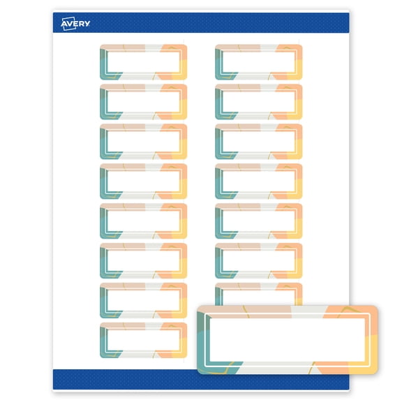 Avery Labels, 1" x 2-5/8", Matte White, Color Block/Gold Veins