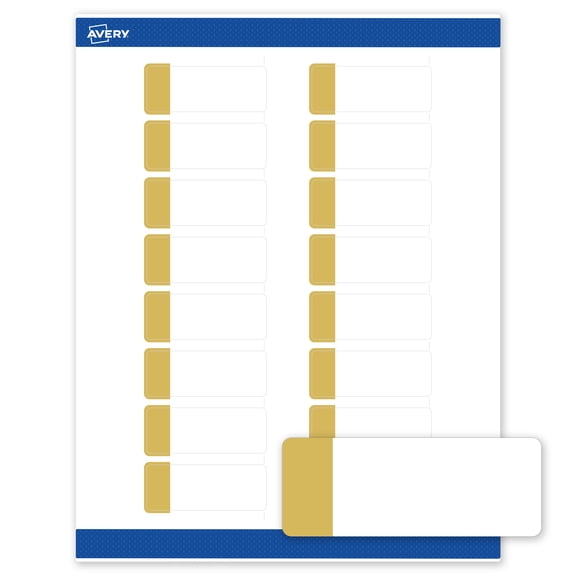 Avery Labels, 1" x 2-5/8", Matte White, Dipped Gold Edge