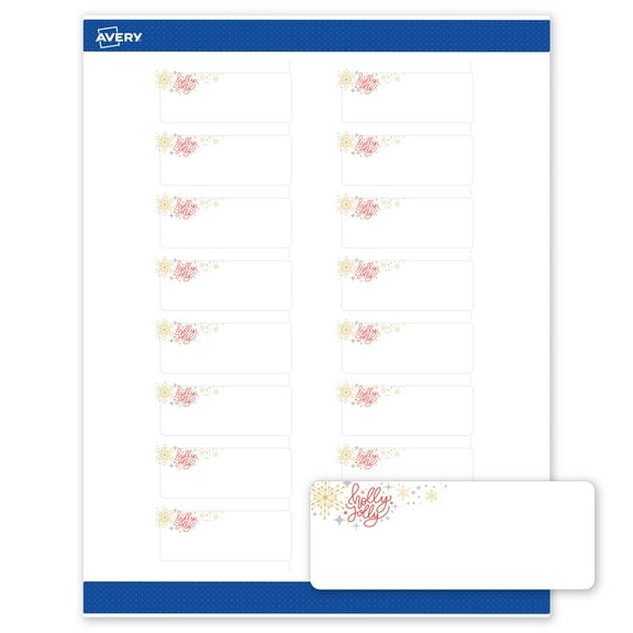 Avery Labels, 1" x 2-5/8", Silver-Holly Sparkles, Matte, 160ct