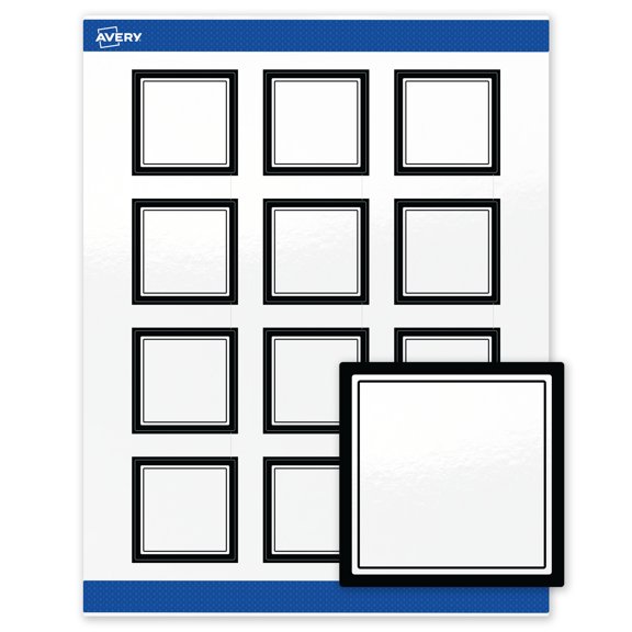 Avery Labels, 2" x 2", Glossy White, Double Black Border